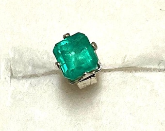 Genuine Emerald Sterling Silver Earring, 5mm Princess Cut