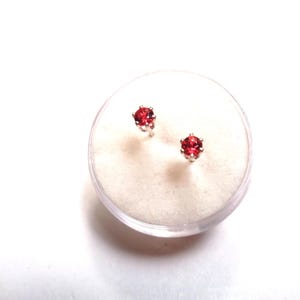 Genuine, Flaming, 3mm. Sapphire Earrings in Sterling Silver.