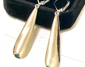 Sterling Silver drop earrings.  925, 2-inch drop, hypoallergenic,  Leverback