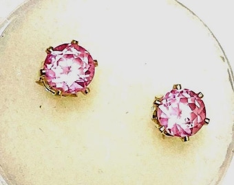 Light Pink Tourmaline Earrings.  Natural-nit lab, 5mm. round cut, Set in Sterling Silver.