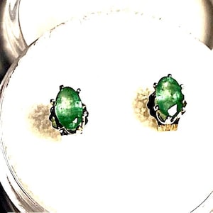 Colombian Emerald Sterling Silver Earrings: 4x3mm Genuine Gemstone