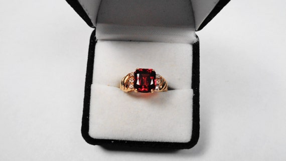14kt. Gold, Spessartite Garnet Ring. Set in a 14k… - image 5