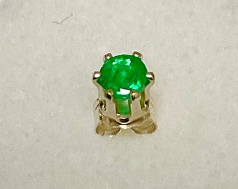 Emerald Stud.  Genuine Emerald stud set in Sterling Silver.  4mm, round cut.