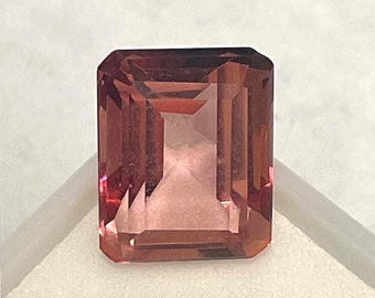 Padparadscha Colored Topaz.  Natural, 11 x 8mm, 4.78ctt, Emerald Cut