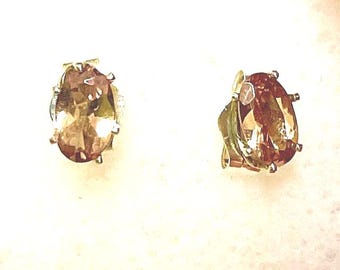 Dusty pink Garnet earrings.  Natural, 5 x 3mm., Set in Sterling Silver.