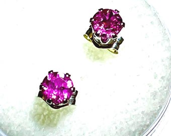 Pink Fantasy Tourmaline Earrings.  Natural, not lab, 4mm, Set in Sterling Silver, Hypoallergenic