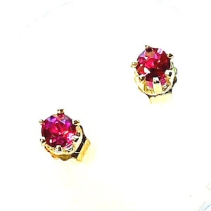 Genuine Ruby Earrings.  Natural Red, 3mm., set in Sterling Silver.