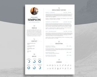 One page resume template for Microsoft Word in white. Single page resume. Modern one page resume with photo. Creative resume. Belgravia.