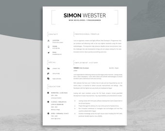 IT Resume Template: Professional CV Design, Cover Letter (Instant Download)