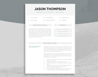Grey Resume Template for Professionals | Modern CV Design | Free Cover Letter | Digital Download | Professional A4 / Letter Resume | Fulham