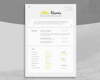 Bold CV Template | Fun CV Design | Resume for Creative / Marketing Professions | Unusual Resume Design | Easy to Edit CV Template | Camden