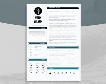 Resume Template Word, Modern CV Template, Modern CV Design, 1 & 2 Page Resume Template, Creative Resume Design, Creative CV Template