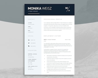 Blue Resume Template for IT Professionals | Technical CV Template | Business Analysts / IT Operations / Project Manager Resume | Piccadilly