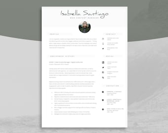 Plantilla de CV moderna: Diseño de CV limpio para Word (Descarga digital)
