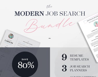 Resume Template Bundle | Job Search Trackers | Complete Resume Pack | Modern Resume Bundle | Cover Letters | Career Advice | CV Templates