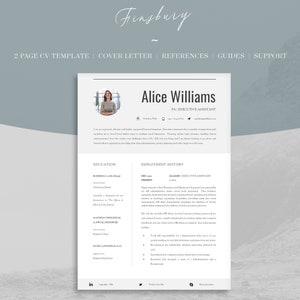 Resume and Cover Letter Template Professional Resume Template A4 & Letter / MAC or PC Professional CV Template for Word Finsbury image 1