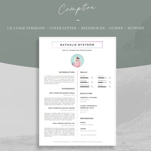 Creative CV Template for Word CV Design Creative Resume Template Designer CV Marketing Resume for Word Impact Resume Compton image 1