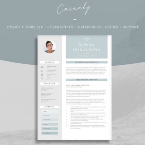 Plantilla de currículum de Word moderno / Plantilla de CV moderno / Carta de presentación moderna / Descarga de CV digital / Solicitud de trabajo profesional / Carnaby