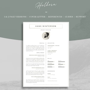 Modern Resume Template: Holborn CV + Cover Letter (MS Word)
