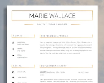 modern resume template modern cv template printable cv for etsy cv template to print