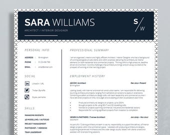 creative cv template for word résumé template for word etsy