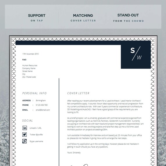 Curriculum Vitae Cv Design Resume Design Instant Digital Download For Microsoft Word Mac Pc Cover Letter Cv Advice Liberty