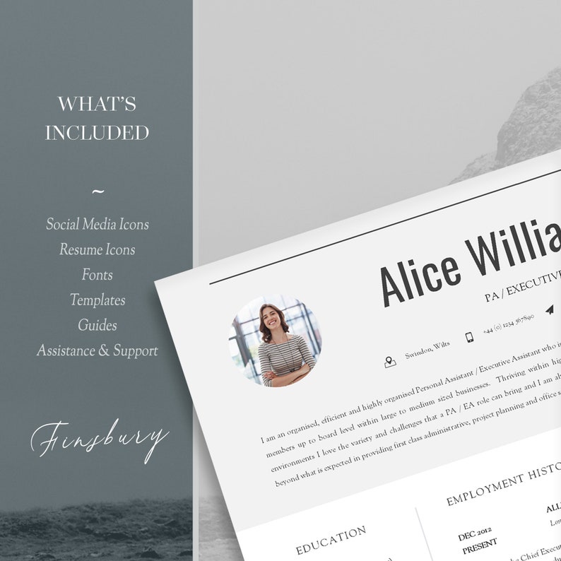 Resume and Cover Letter Template Professional Resume Template A4 & Letter / MAC or PC Professional CV Template for Word Finsbury image 8