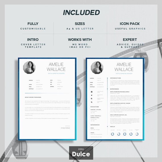 resume template for word printable cv for word high impact etsy cv cover page template
