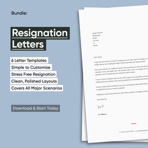 Resignation Letter Templates | 6 Resignation Letters | Professional Letter of Resignation Template | Resignation Letter Bundle | Download
