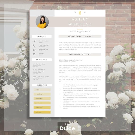 resume template creative resume template two page etsy