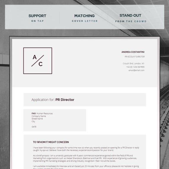 professional resume template cv template cover letter etsy edelman cover letter