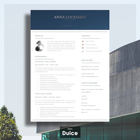 modern resume template teacher resume template cv resume etsy modern cv template