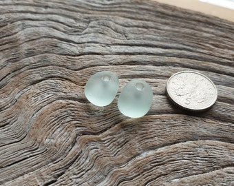 Aqua Sea Glass Earrings Drops - Seaham and North East Coast - Direct from Imogen's Beach