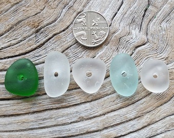 Seaham and NE Coast - Sea Glass Charms - hand carved and centre drilled (natural or tumbled)