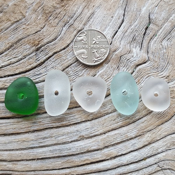 Seaham and NE Coast - Sea Glass Charms - hand carved and centre drilled (natural or tumbled)