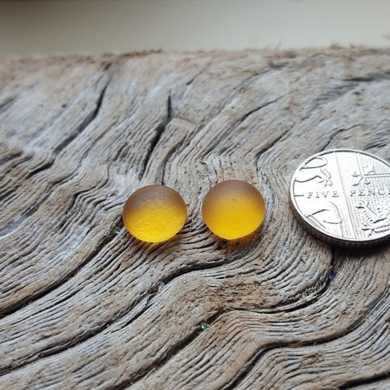 Small, Medium and Large Pairs of Honey Amber Sea Glass Cabochons genuine North East English Coast sea glass direct from Imogen's Beach image 4