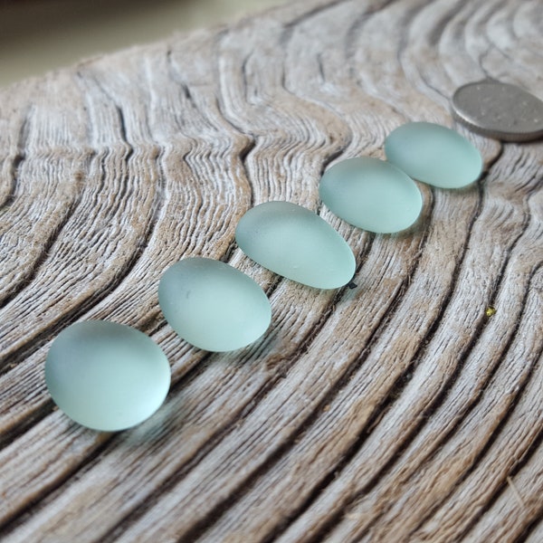 Medium (5) Aqua Qwerky Handshaped Sea Glass Cabochons - Seaham and North East Coast Beaches - Direct from Imogen's Beach