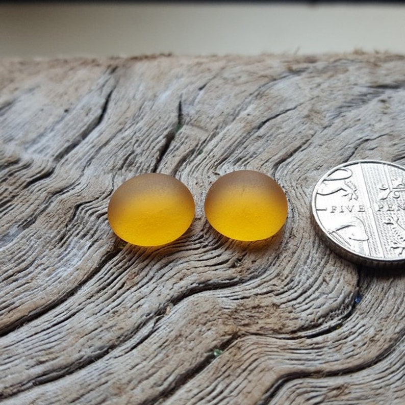 Small, Medium and Large Pairs of Honey Amber Sea Glass Cabochons genuine North East English Coast sea glass direct from Imogen's Beach image 2