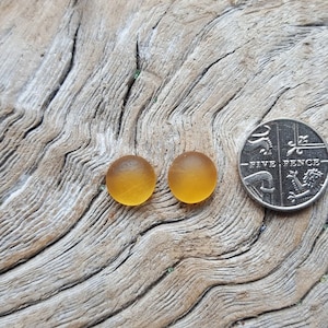 Small, Medium and Large Pairs of Honey Amber Sea Glass Cabochons genuine North East English Coast sea glass direct from Imogen's Beach image 3