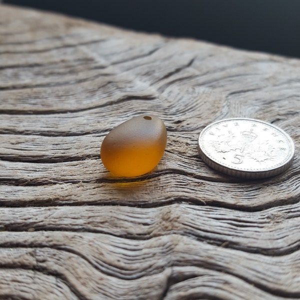 Honey Amber Teardrop Charm - Seaham and North East coast sea glass - Direct from Imogen's Beach