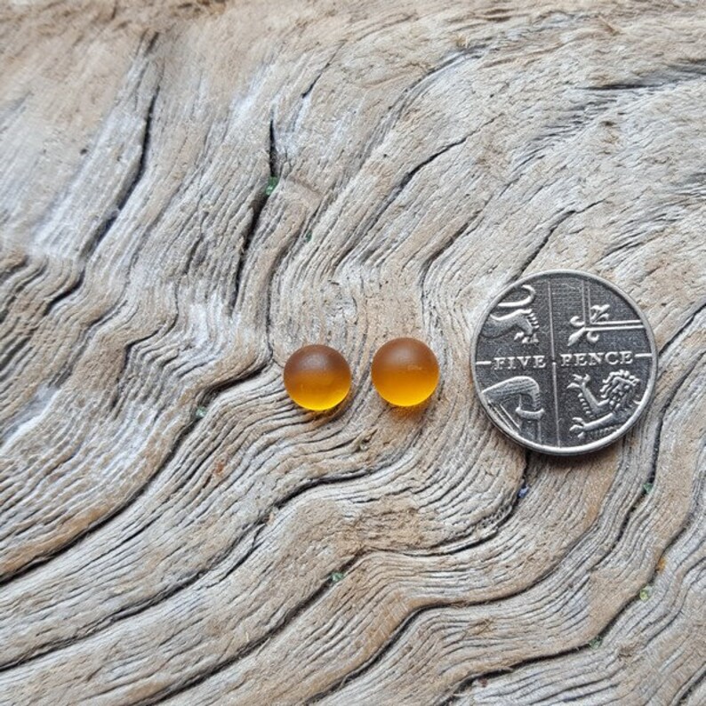 Small, Medium and Large Pairs of Honey Amber Sea Glass Cabochons genuine North East English Coast sea glass direct from Imogen's Beach image 5
