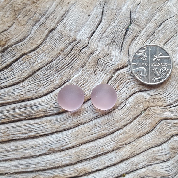 Small, Medium and Large Pairs of Pink Sea Glass Cabochons - genuine North East English Coast sea glass - direct from Imogen's Beach
