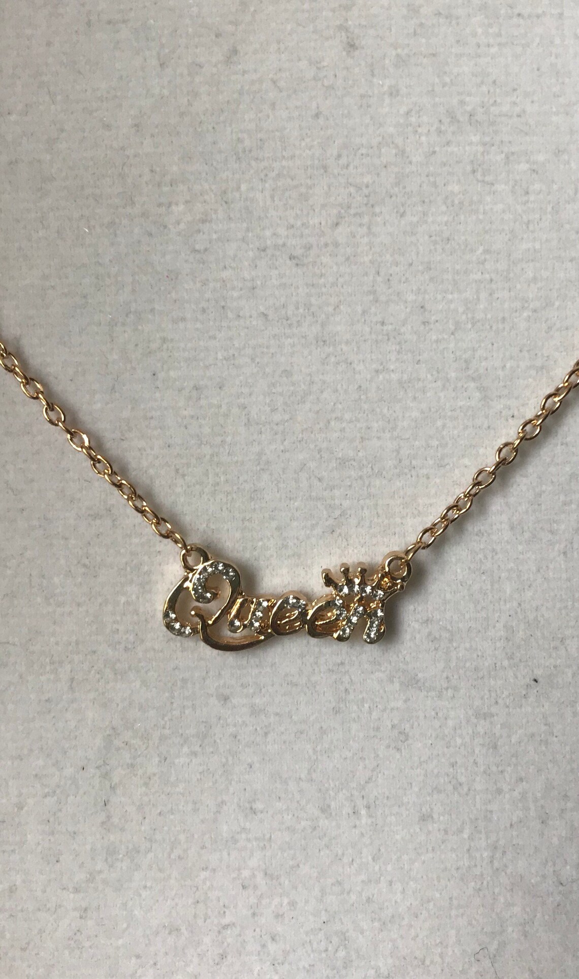 Silver and Gold Queen Script Necklace Queen Gold Necklace Etsy
