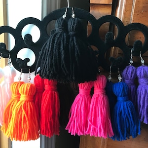 10 Dollars! Tassel earrings, assorted color tassel earrings, colorful tassels, handmade yarn tassels, mixed color tassels