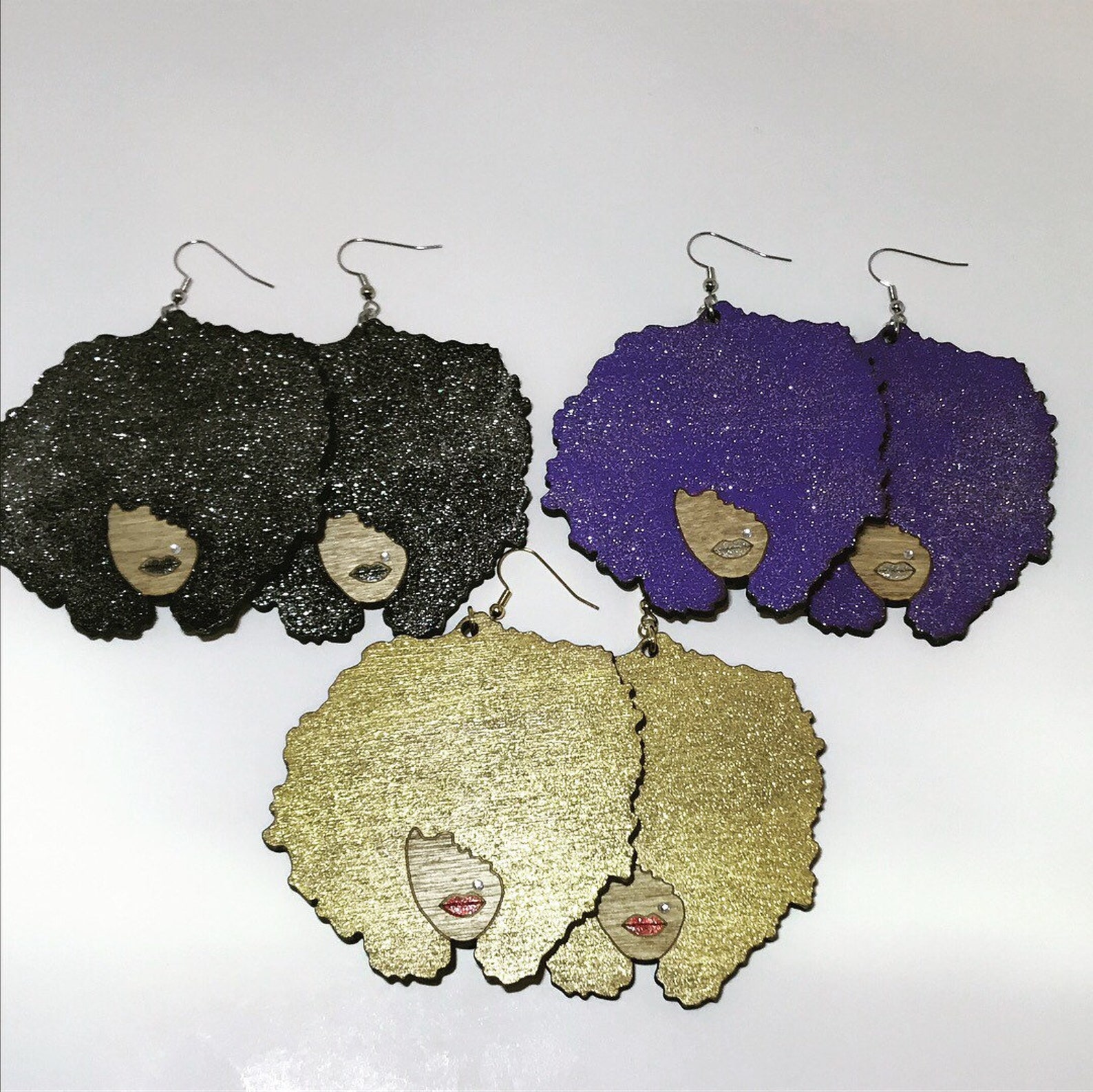 Big Afro Lady Wood Earrings Black Girl Magic Earrings Wood Etsy