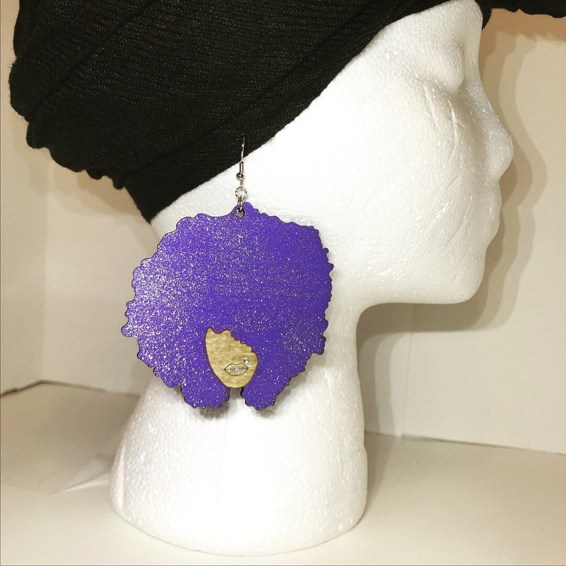 Big Afro Lady Wood Earrings Black Girl Magic Earrings Wood Etsy