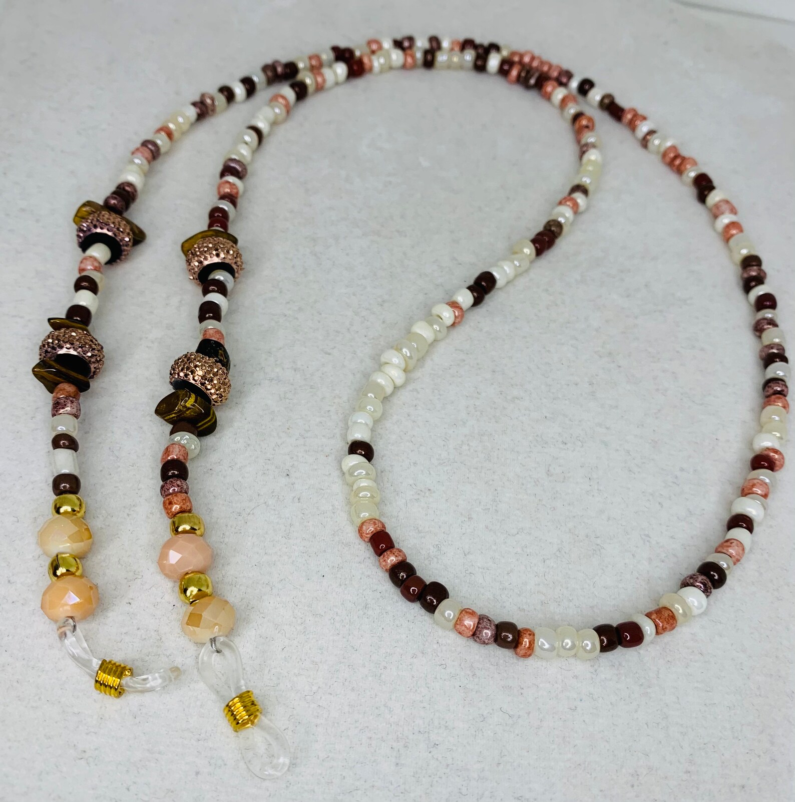 Beaded Eyeglass Chain, Mixed Brown Eyeglass Chain, Beautiful Handmade Eyeglass Chain Etsy