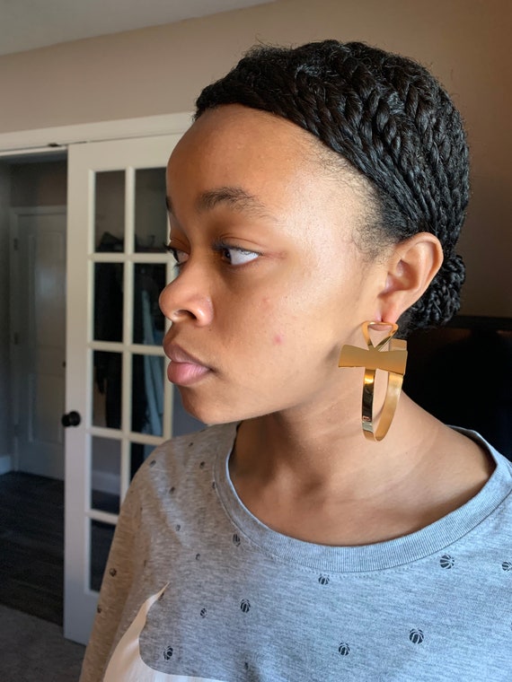 Ankh Statement Hoop Earrings in Silver and Gold Ankh Hoops African Inspired Earrings Silver Earrings Gold Earrings