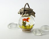 Gold Fish in a small bottle pendant