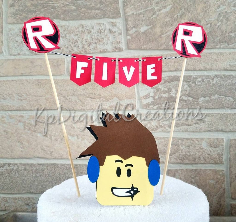 Roblox Cake Topper Roblox Party Supplies Roblox Birthday Roblox Cake Banner Roblox Birthday Decorations Roblox Birthday Banner - roblox the smiles household code